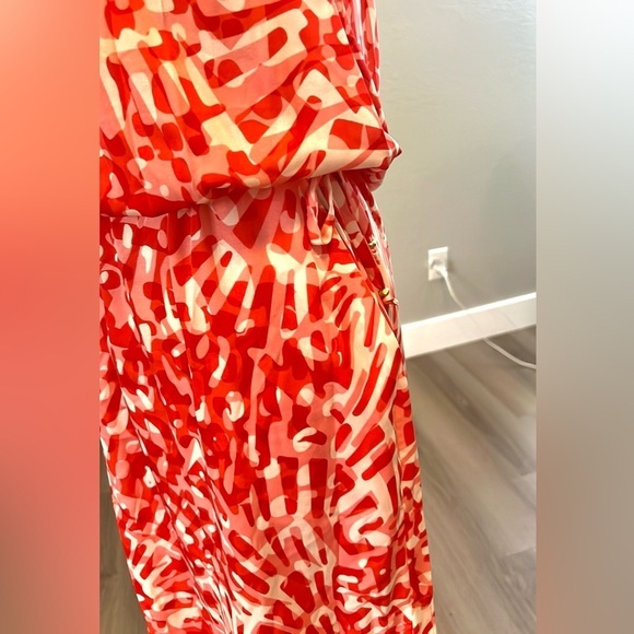 St. John,Silk Poppy,Pocketed,Side-Drawstring Dress,Yacht Wear,Luxury,EUC, Size 8 - Picture 7 of 16